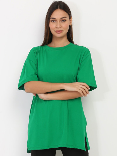 T-shirt oversize vert fendu sur les côtés