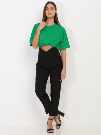 T-shirt oversize vert fendu sur les côtés