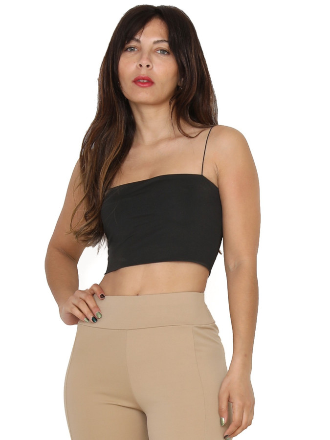 Crop Top Bandeau Top Fines Bretelles Bretelles Fines Crop Top Noir