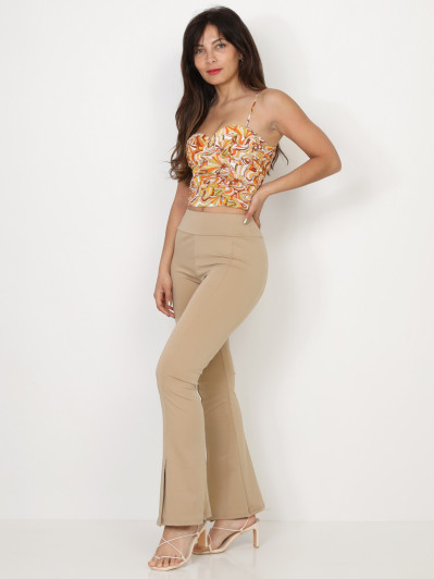 Top style corset orange à imprimé rétro