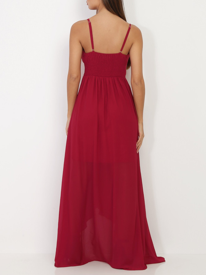 Robe de soirée longue bordeaux femme pas cher la modeuse