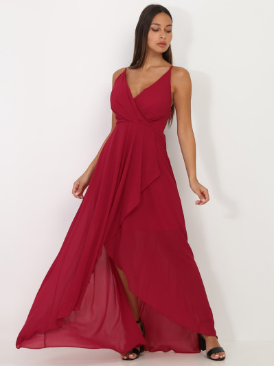 Robe de soirée longue bordeaux femme pas cher la modeuse