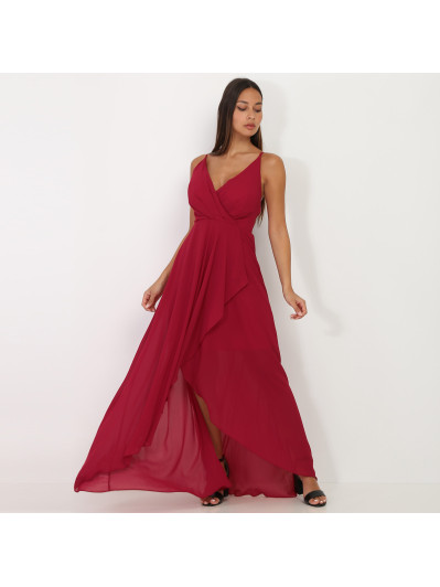 Robe de soirée longue bordeaux femme pas cher la modeuse