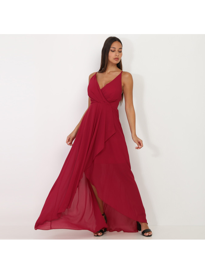 Robe de soirée longue bordeaux femme pas cher la modeuse