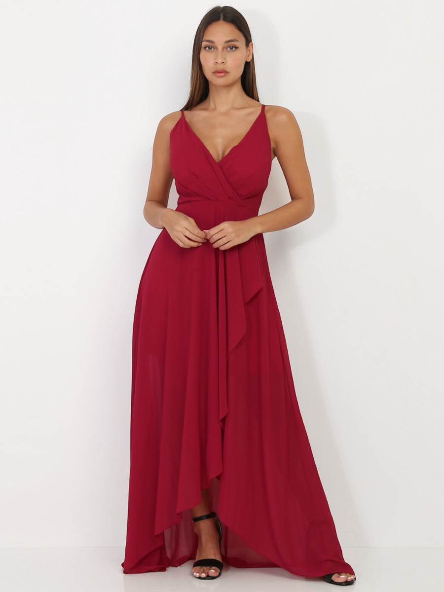 Robe de soirée longue bordeaux femme pas cher la modeuse