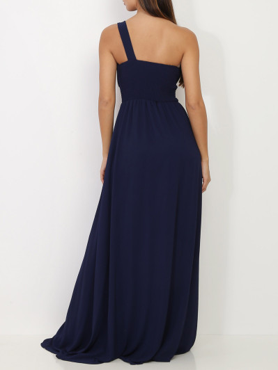 Robe longue drapée one shoulder