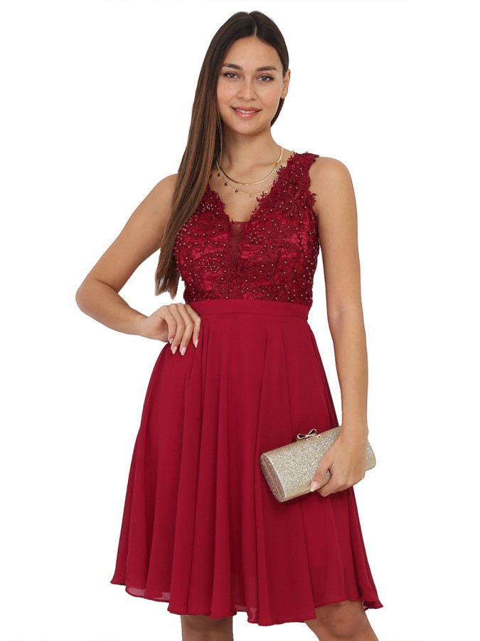 Robe à broderie et perles grandes tailles