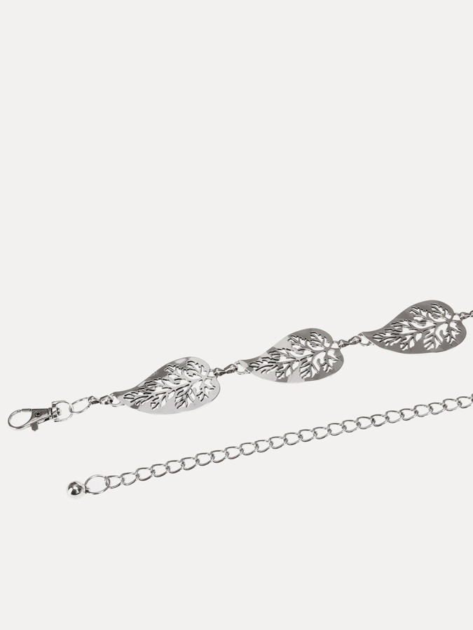 Ceinture argentée style chaîne à feuilles