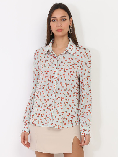 Chemise fluide verte à fleurs