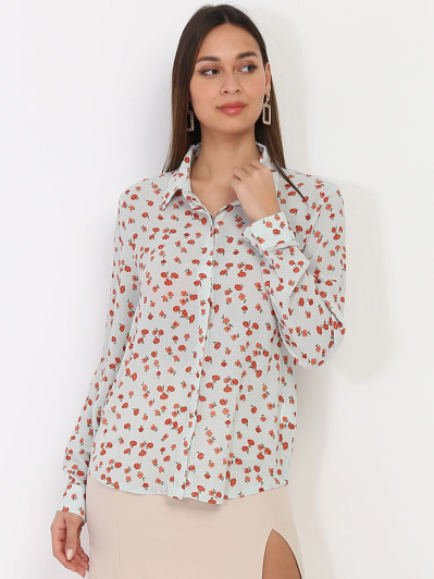 Chemise fluide verte à fleurs