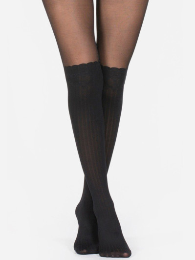 Collant fantaisie noir effet bas