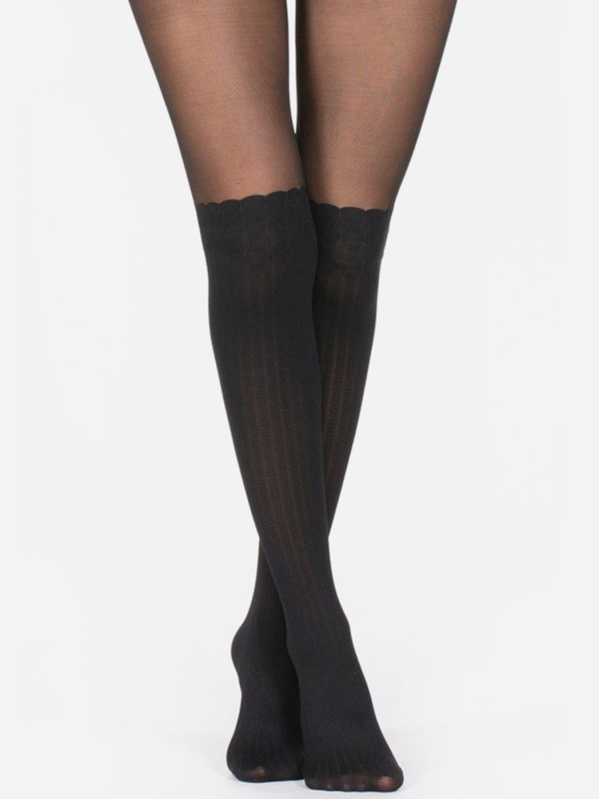 Collant fantaisie noir effet bas