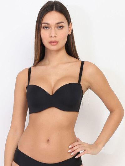 Soutien-gorge noir ampliforme sans coutures