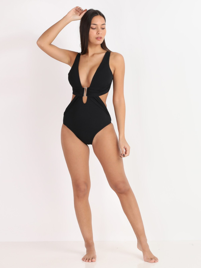 Maillot de bain noir à découpes