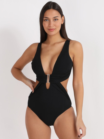 Maillot de bain noir à découpes