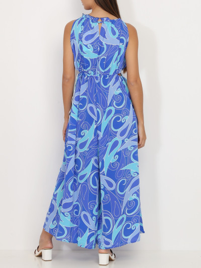 Combinaison cut out bleue à motif style cachemire