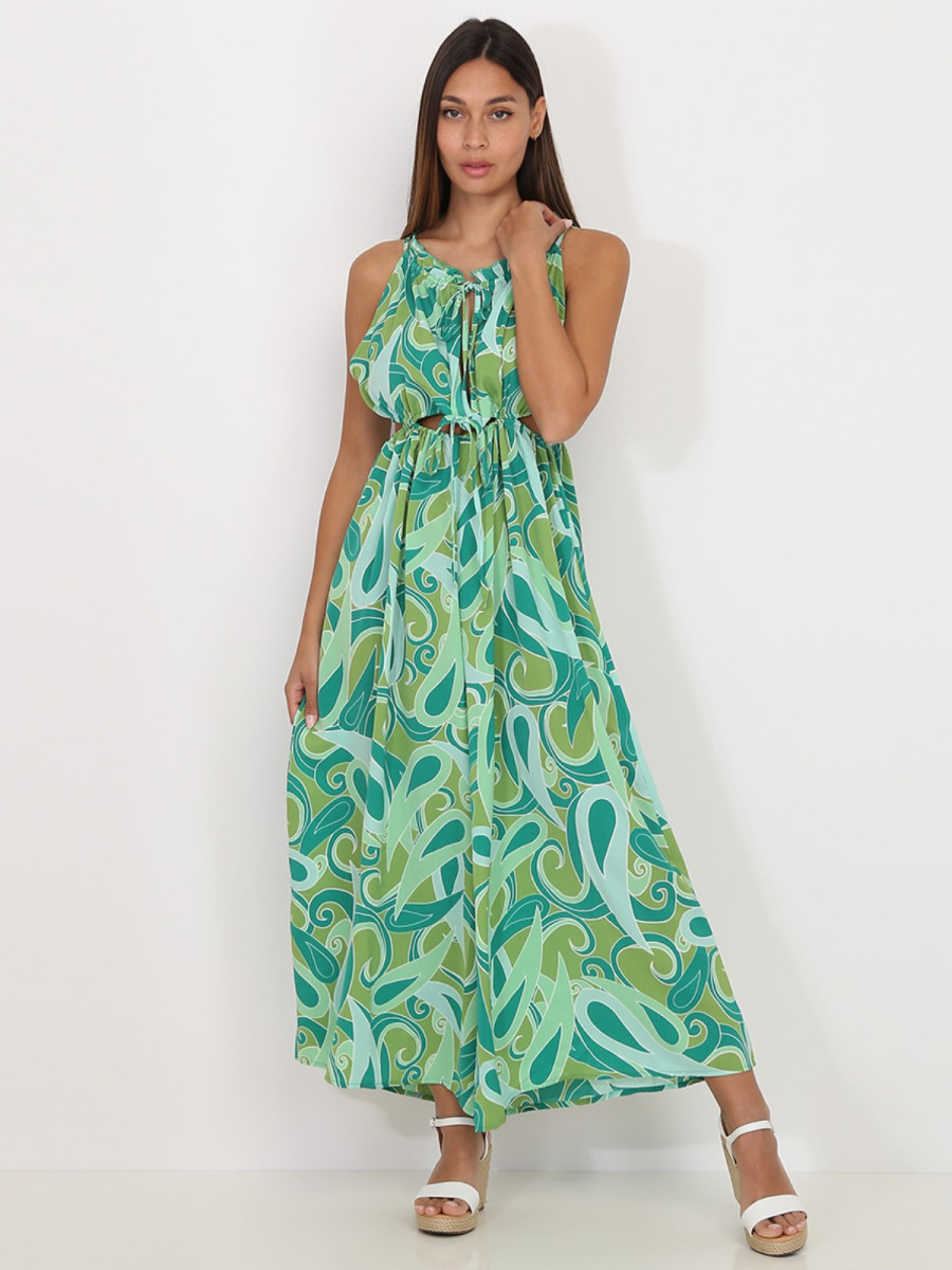 Combinaison cut out verte à motif style cachemire