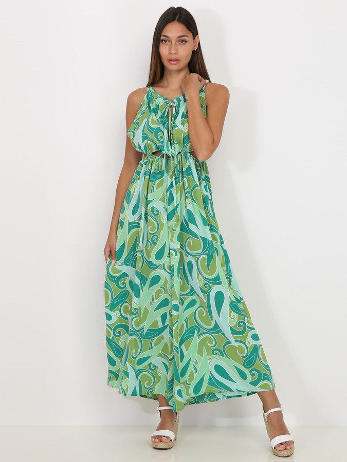 Combinaison cut out verte à motif style cachemire