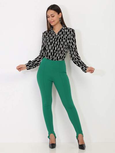 Pantalon fuseau vert moulant