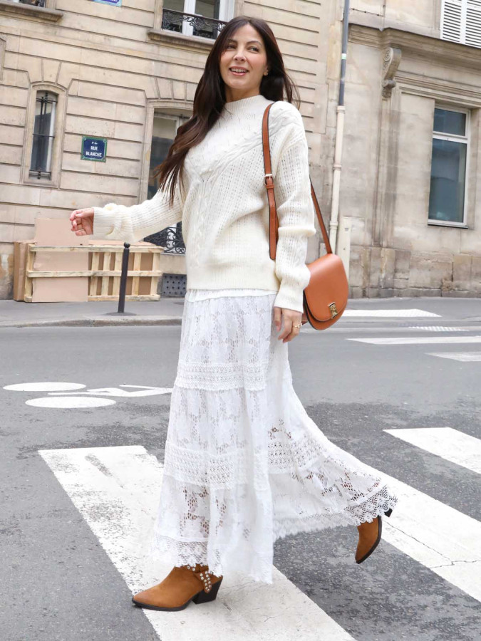 Jupe en crochet et dentelle