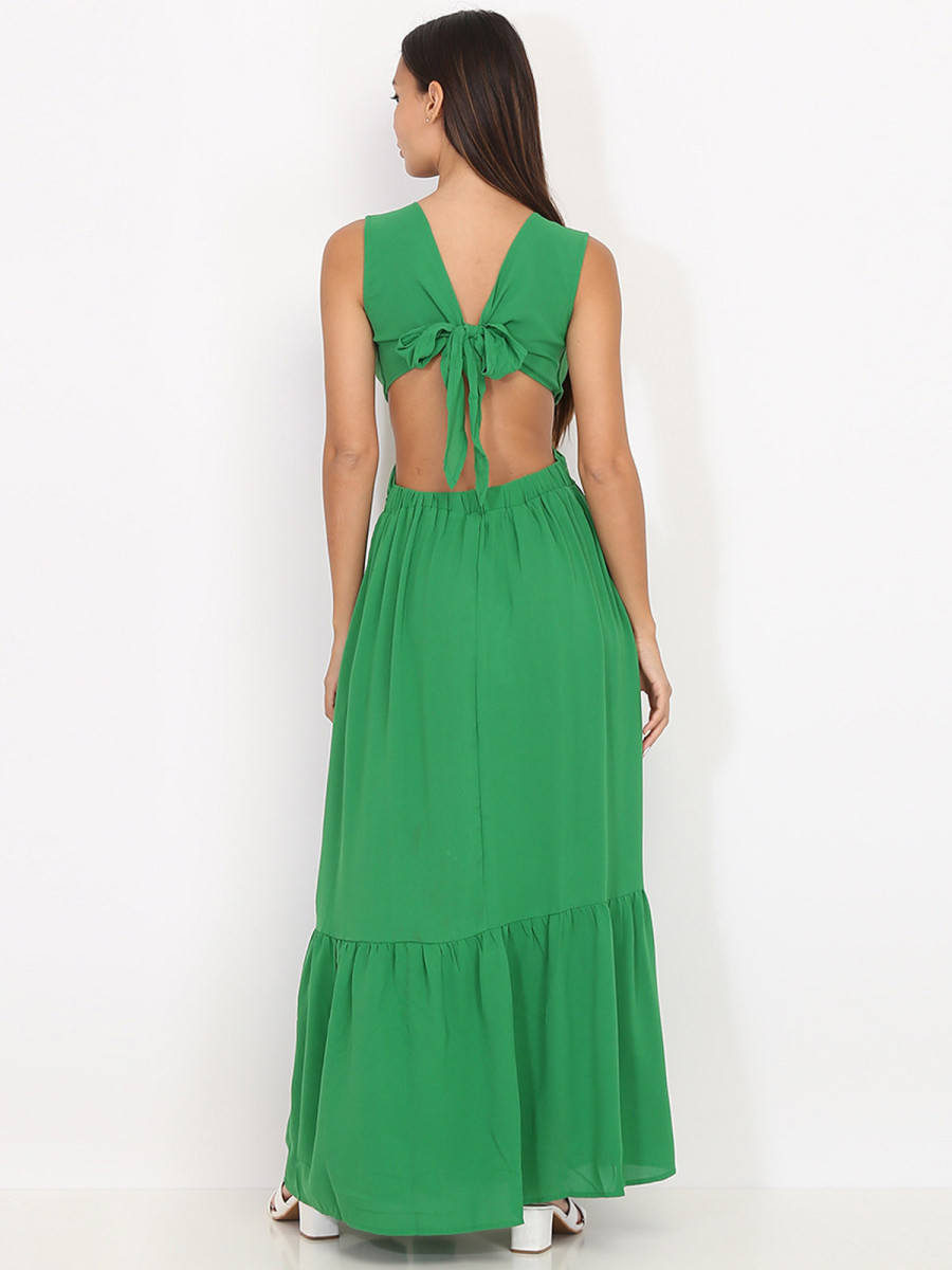 Robe longue été avec découpes et fente côté