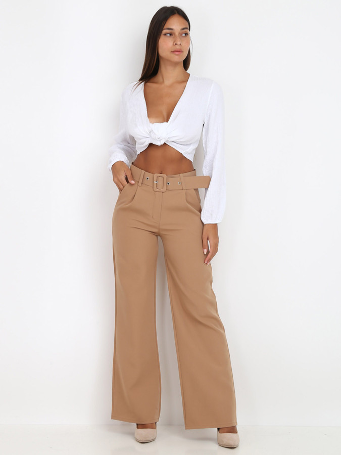 Pantalon large ceinturé