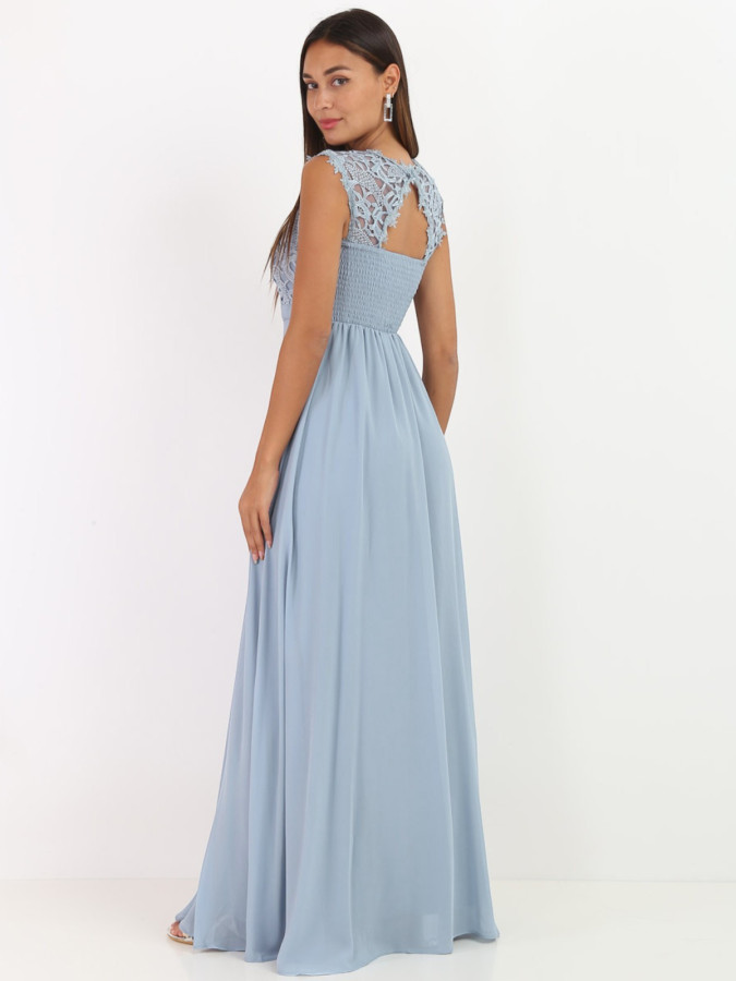 Robe longue à dentelle