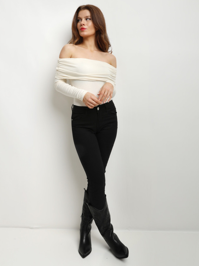 Body à col bardot et fronces