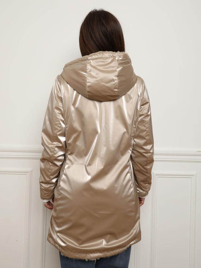 Parka beige en vinyle réversible