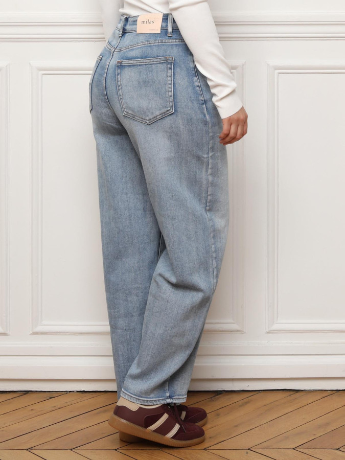 Jeans Barell bleu à taille haute