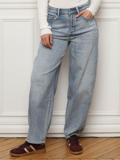 Jeans Barell bleu à taille haute