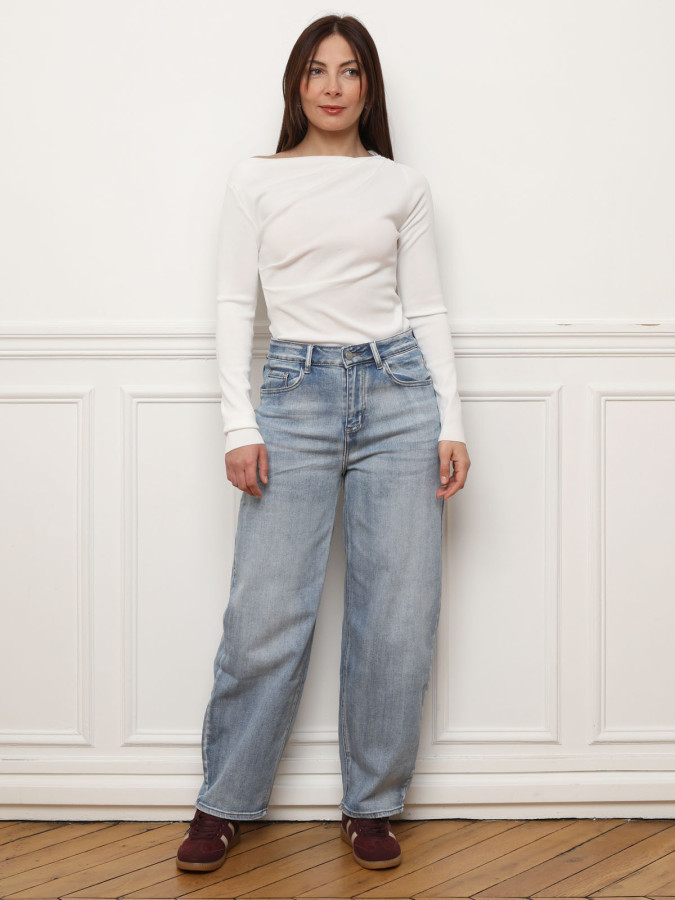 Jeans Barell bleu à taille haute