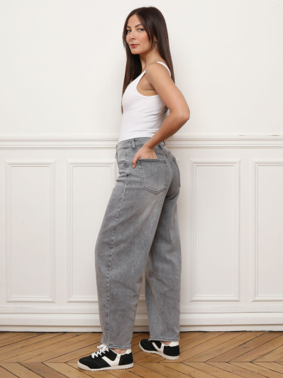 Jeans Barell gris à taille haute