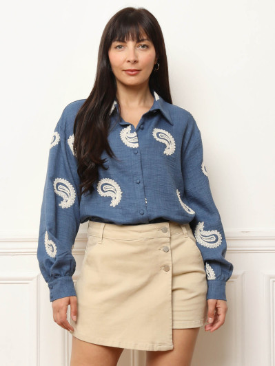 Jupe-short boutonnée beige