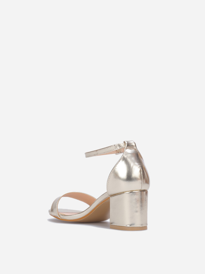 Sandales basiques dorées à talon carré