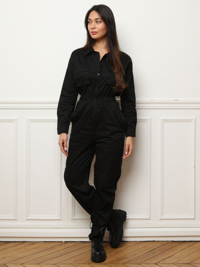Combinaison style utilitaire avec sangles noire