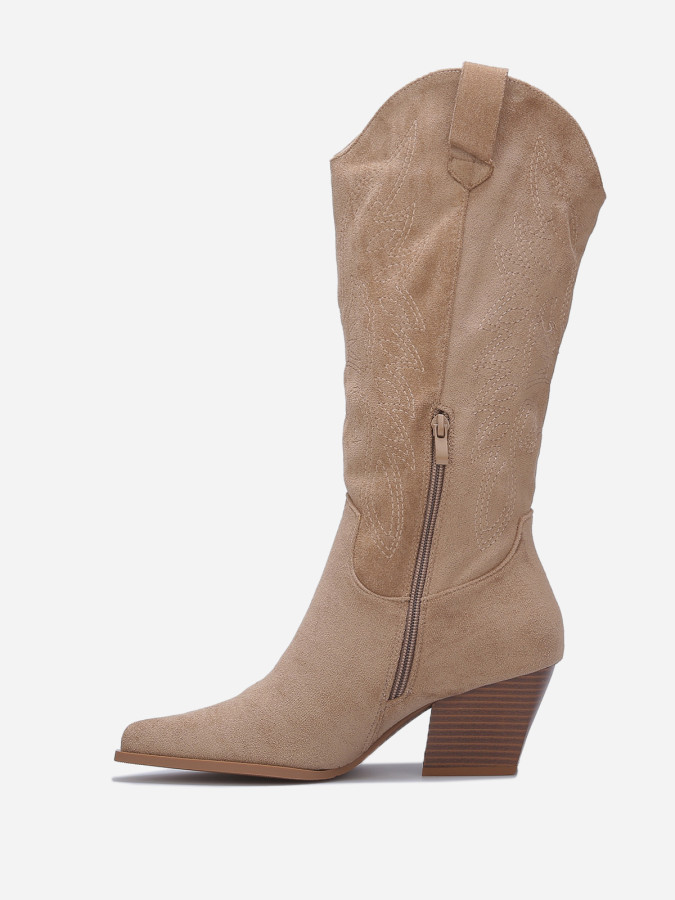 Bottes santiags en suédine à broderie