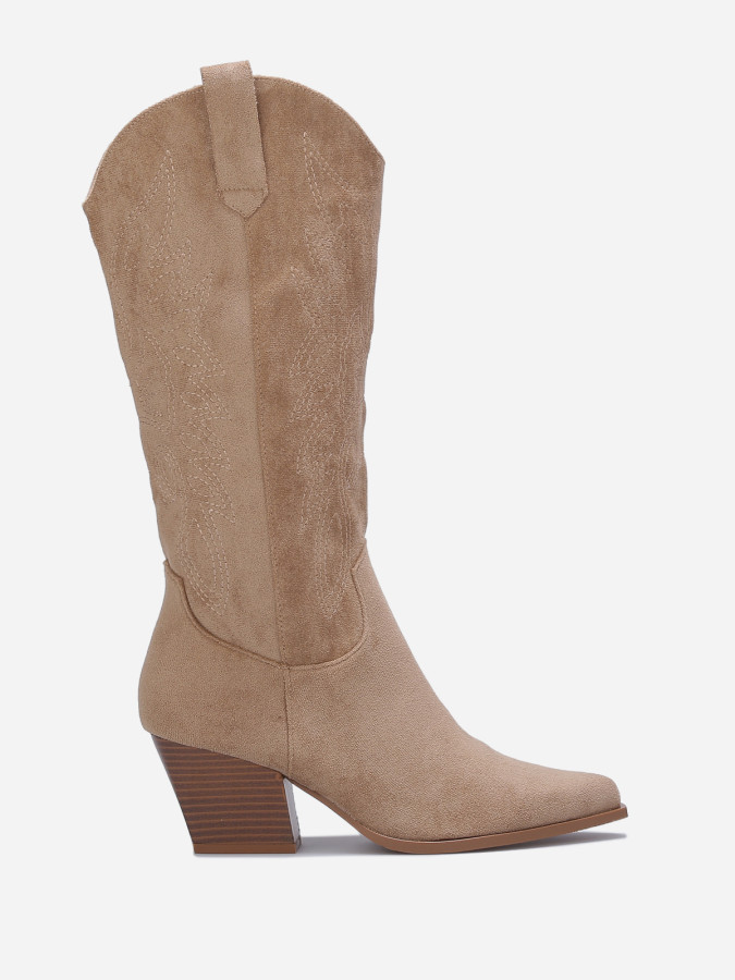 Bottes santiags en suédine à broderie