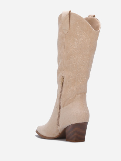 Bottes santiags en suédine à broderie