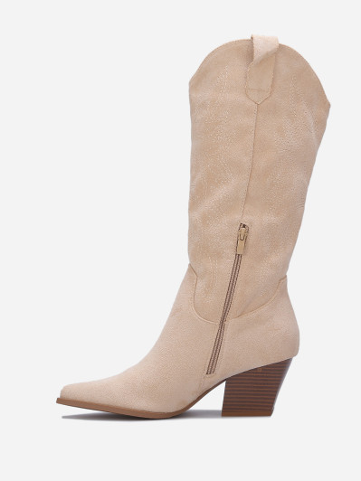 Bottes santiags en suédine à broderie