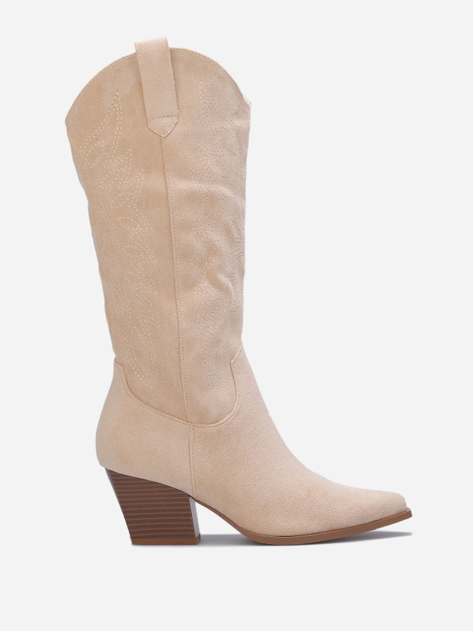 Bottes santiags en suédine à broderie