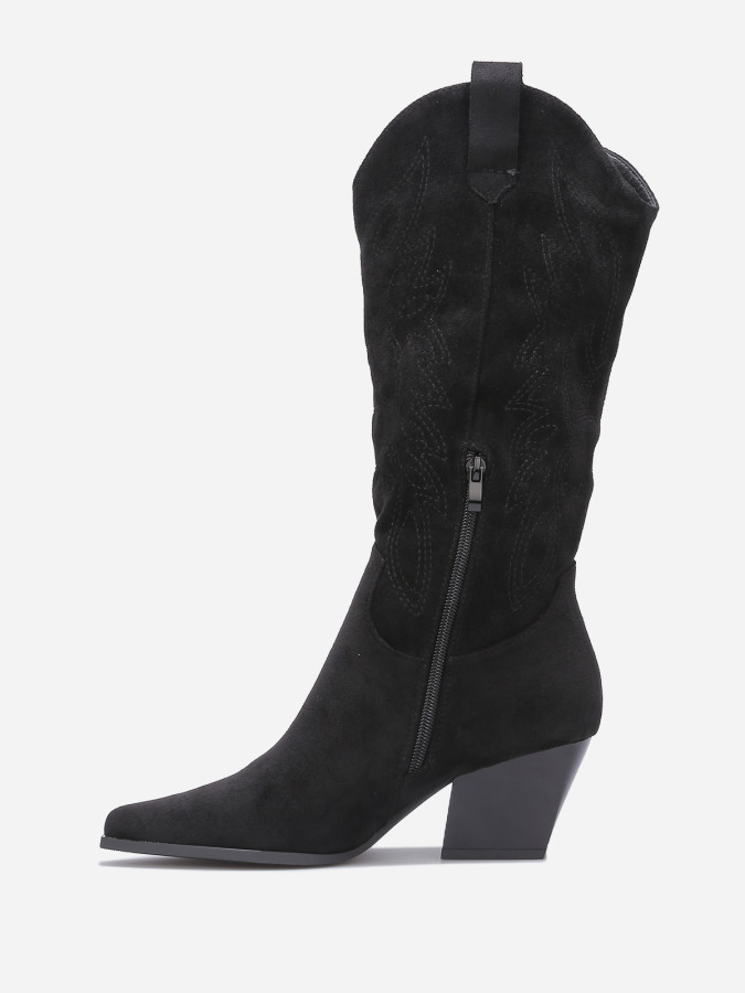 Bottes santiags en suédine à broderie