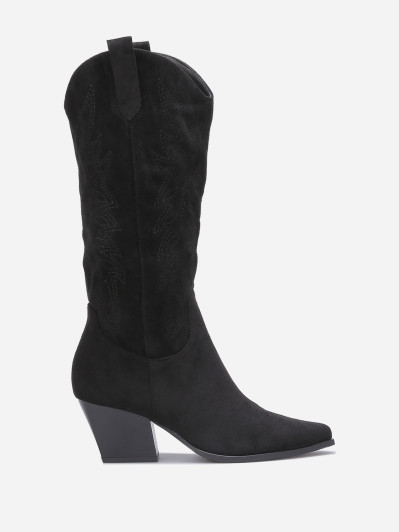 Bottes santiags en suédine à broderie