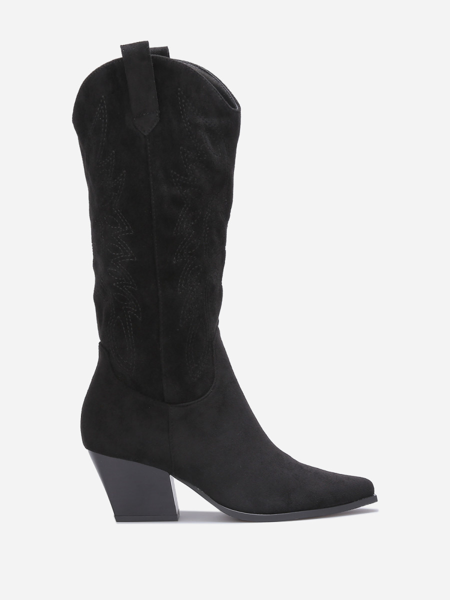 Bottes santiags en suédine à broderie