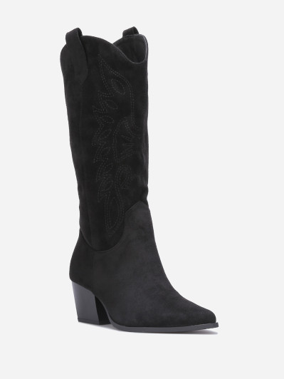 Bottes santiags en suédine à broderie