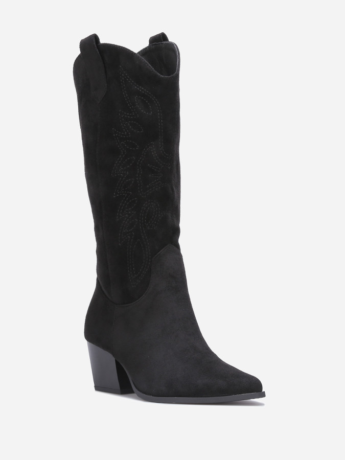 Bottes santiags en suédine à broderie