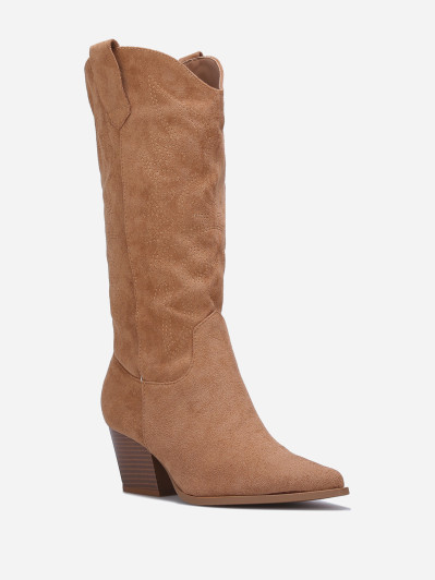 Bottes santiags en suédine à broderie