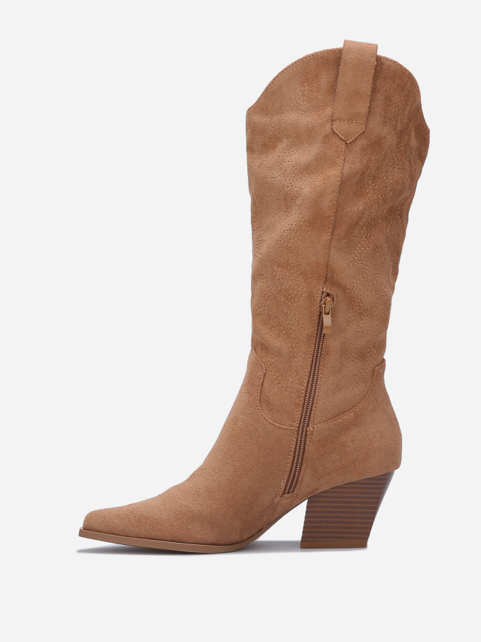 Bottes santiags en suédine à broderie