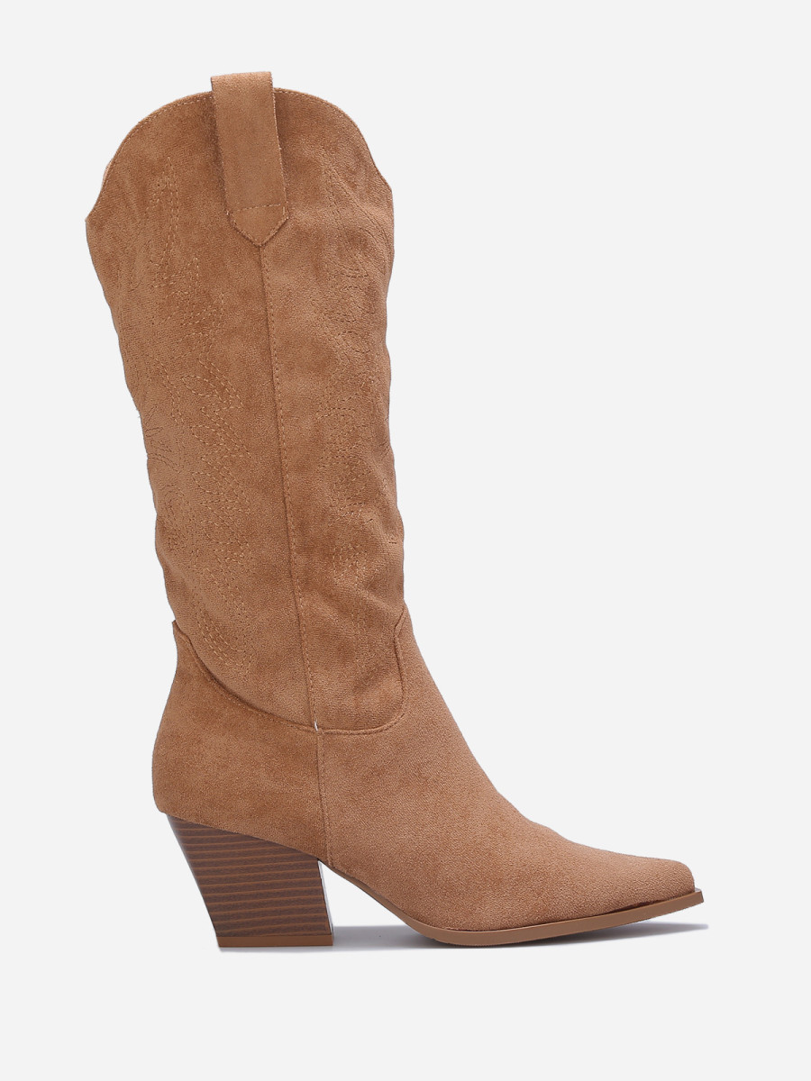 Bottes santiags en suédine à broderie