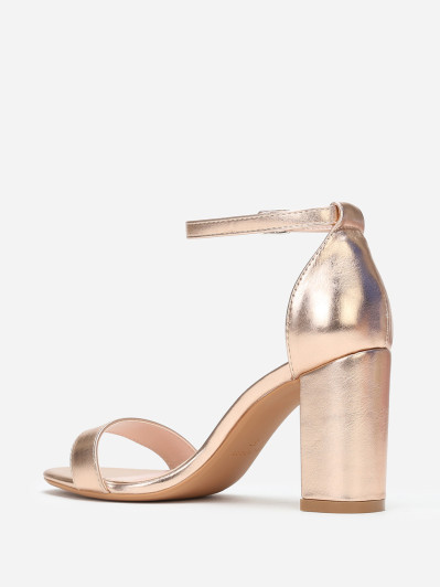 Sandales doré rose à bride et talon carrés